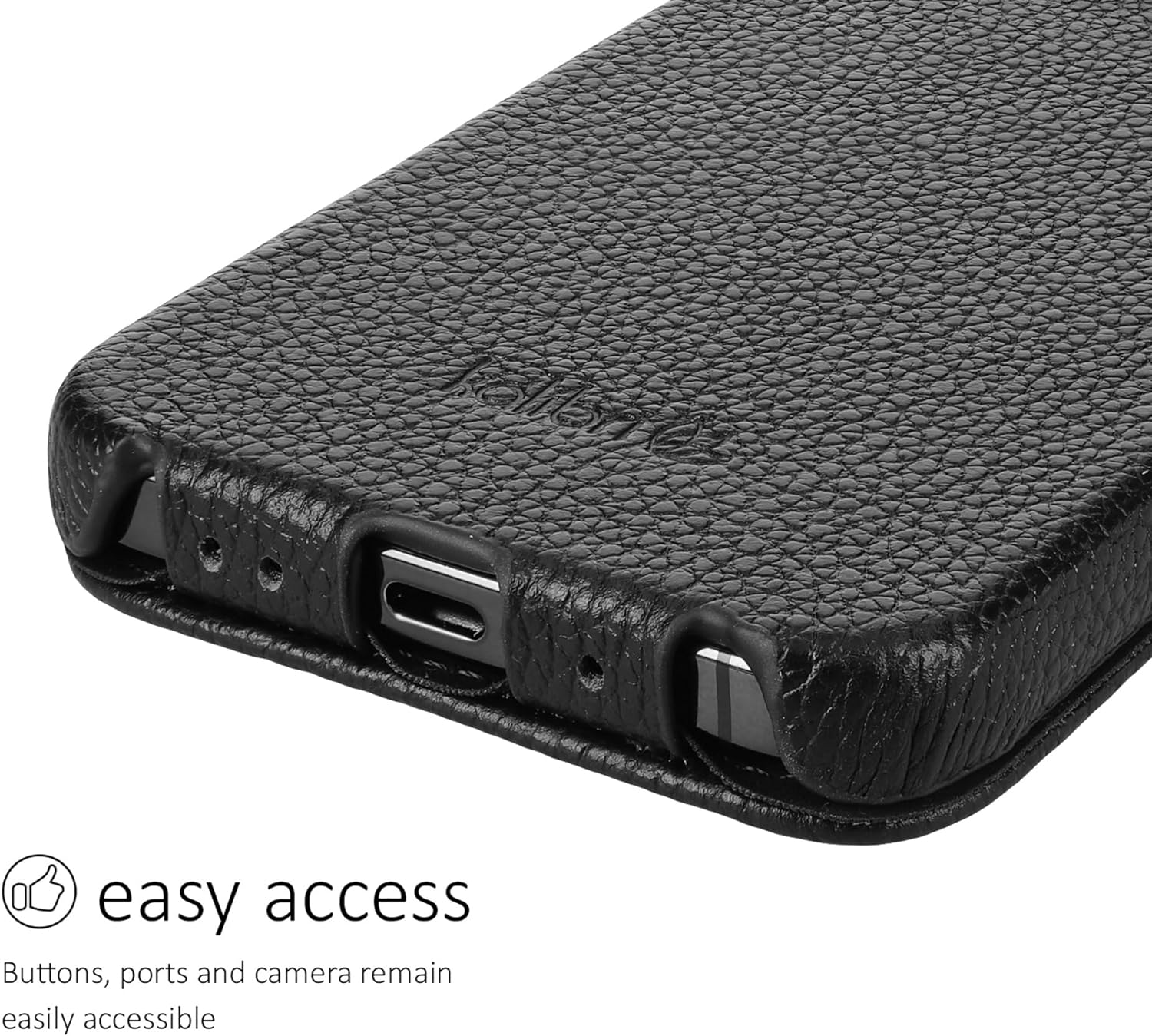 Kalibri iPhone 15 Pro Θήκη Flip από Γνήσιο Δέρμα - Black