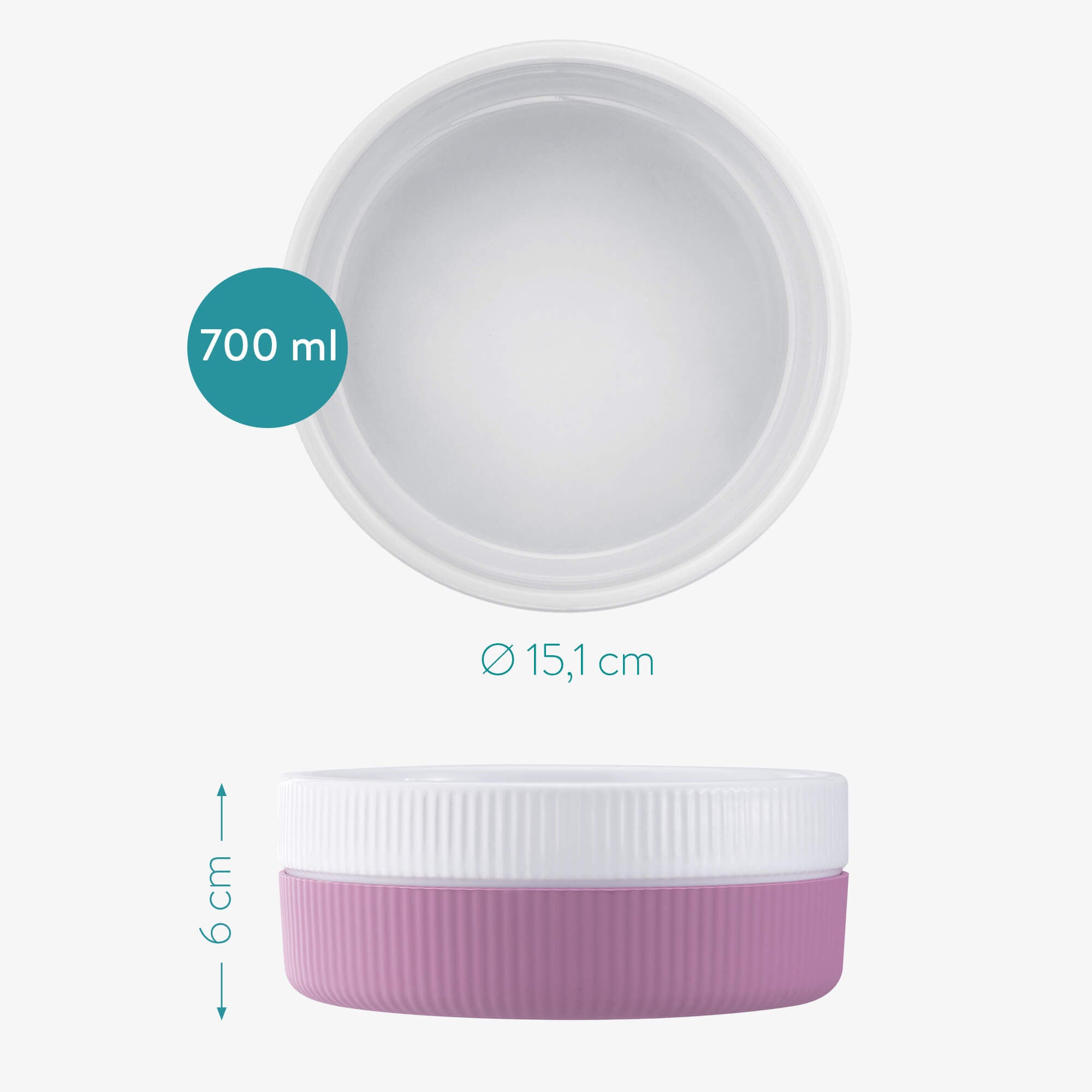 Navaris Σετ με 2 Κεραμικά Μπολ για Κατοικίδια 700ml - Pink - 53411.07