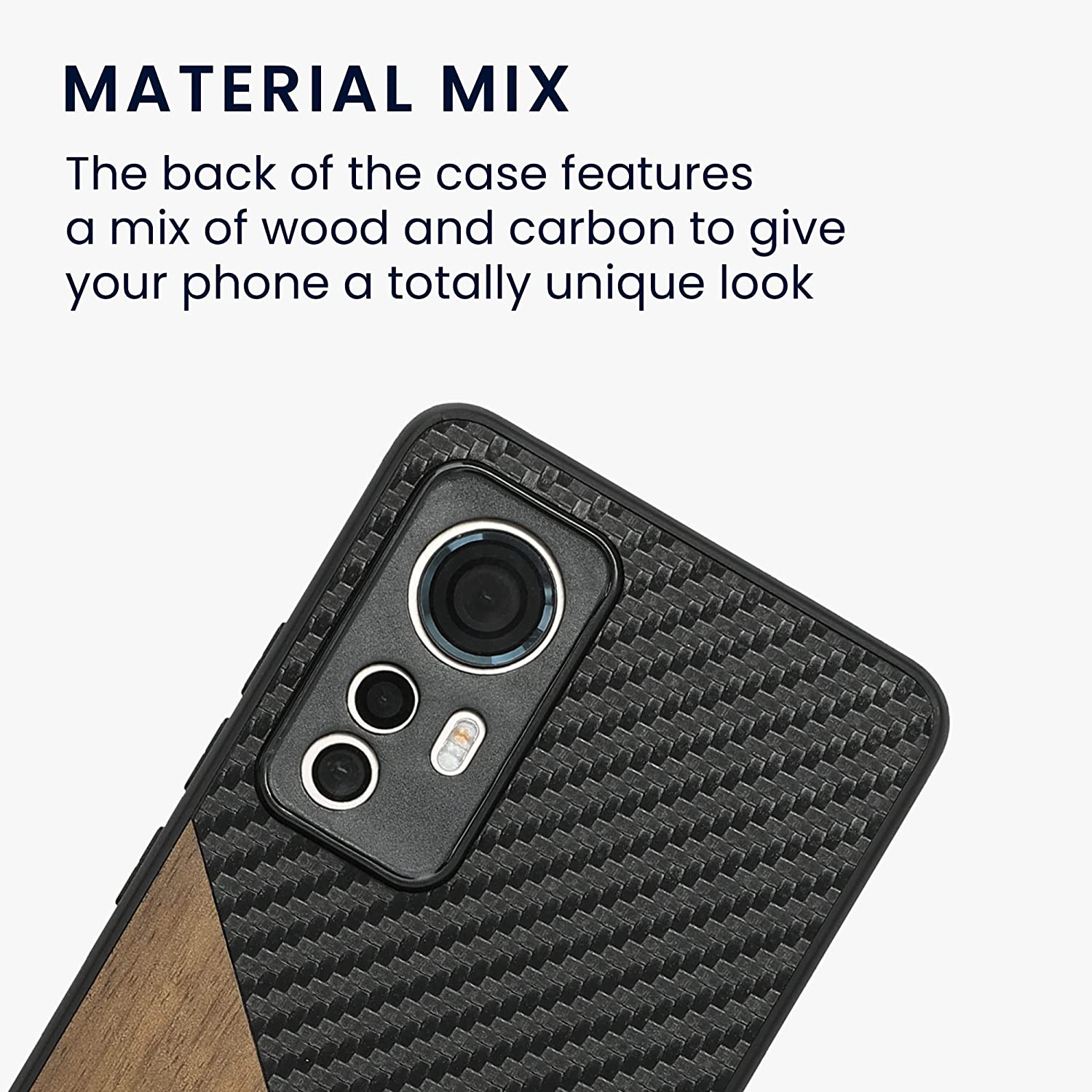 KW Xiaomi 12 / 12X Θήκη από Φυσικό Ξύλο και Carbon - Black / Brown - 58201.01