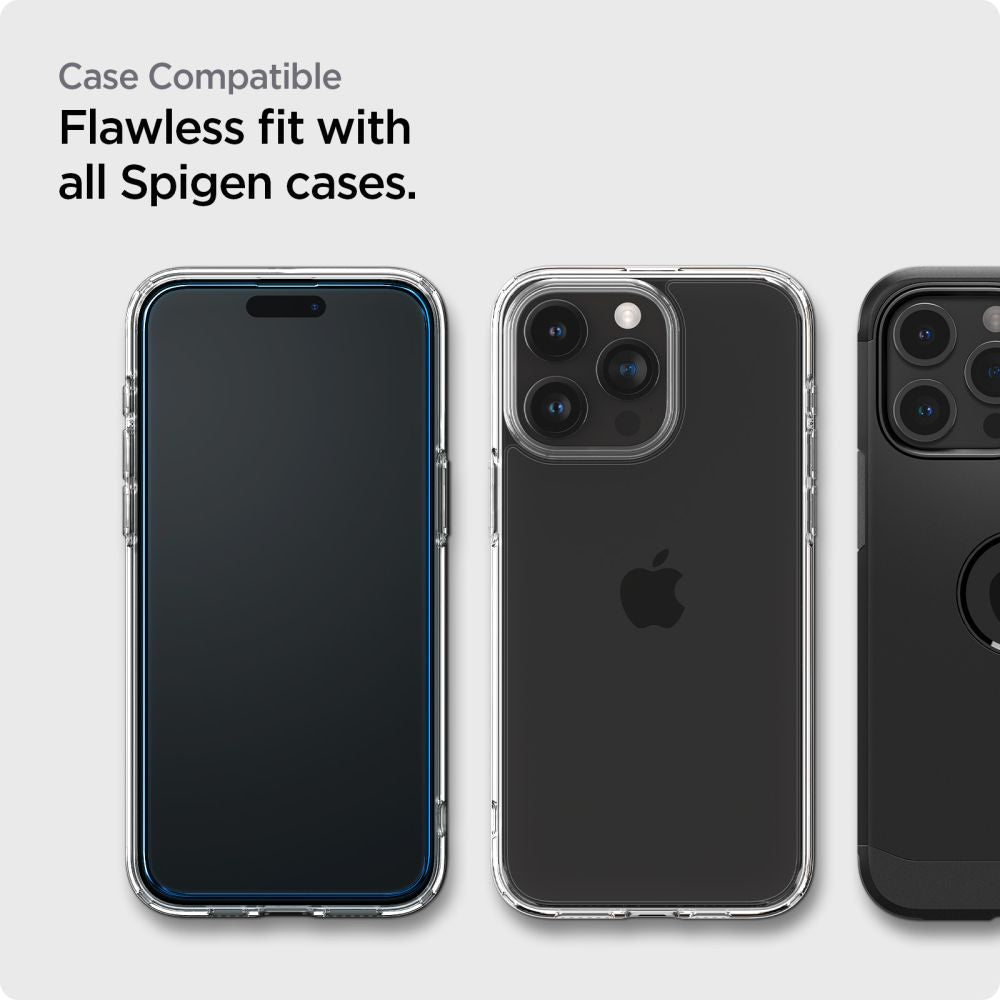 Spigen iPhone 15 Pro FC AlignMaster 2.5D Full Screen Case Friendly Tempered Glass Αντιχαρακτικό Γυαλί Οθόνης 9H - 2 Τεμάχια - Black