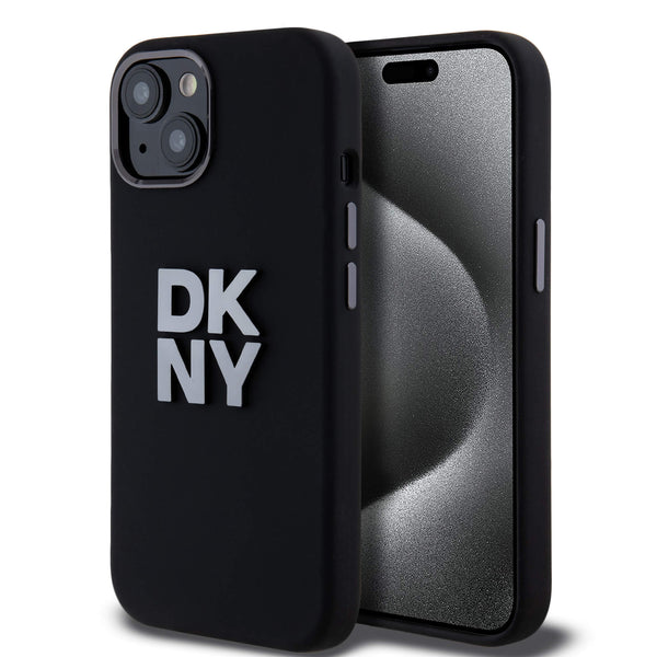 DKNY iPhone 15 / 14 / 13 - Liquid Silicone Metal Logo - Σκληρή Θήκη με Πλαίσιο Σιλικόνης - Black - likebrands.gr