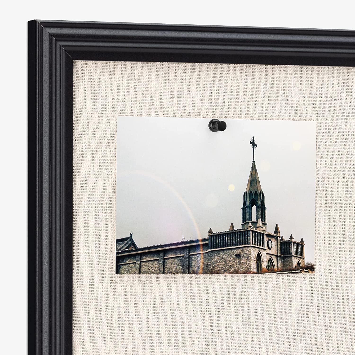 Navaris Πίνακας Ανακοινώσεων από Λινό Ύφασμα με Κορνίζα - Black / Beige - 56832.2