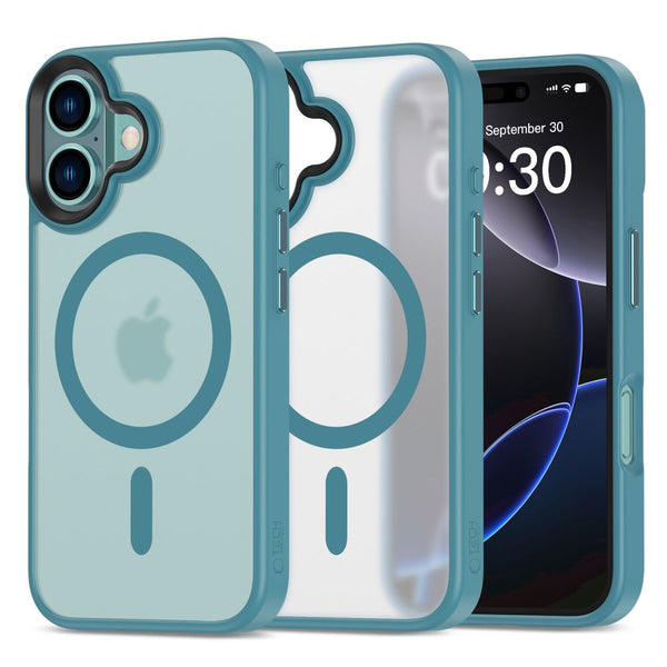 Tech-Protect iPhone 16 MagMat Σκληρή Θήκη με Πλαίσιο Σιλικόνης και MagSafe - Matte Teal - likebrands.gr