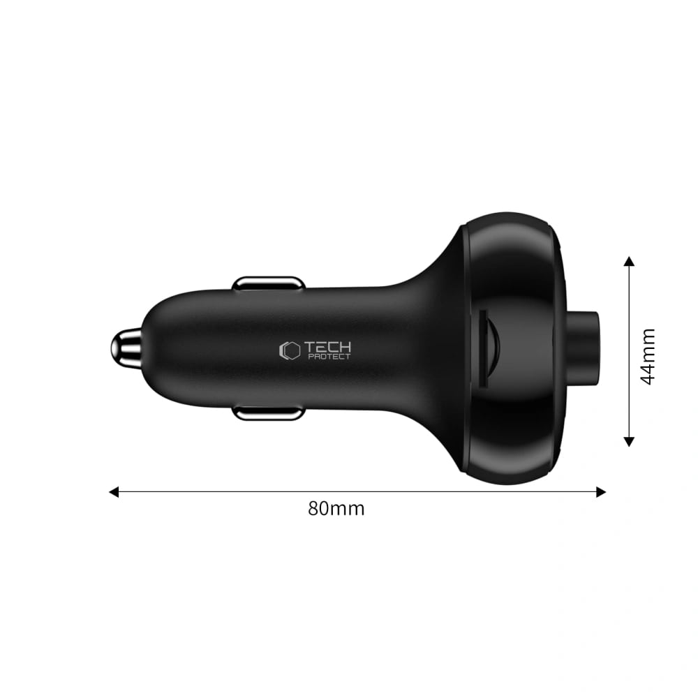 Tech-Protect CC06 FM Transmitter για Αναπαραγωγή Μουσικής / Κλήσεις / Φόρτιση Κινητών στο Αυτοκίνητο PD72W - Black