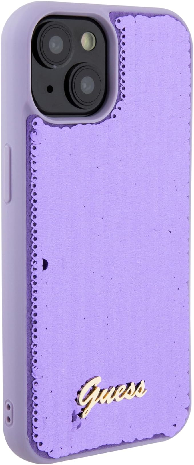 Guess iPhone 15 - Sequin Script Metal Σκληρή Θήκη με Επένδυση από Παγέτες - Purple - GUHCP15SPSFDGSU