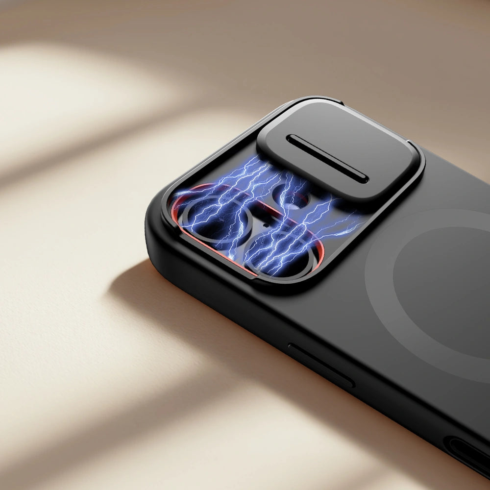 Tech-Protect iPhone 17 - Kevlar Aura MagSafe - Σκληρή Θήκη με Ανοιγόμενο Κάλυμμα Κάμερας και Stand - Black