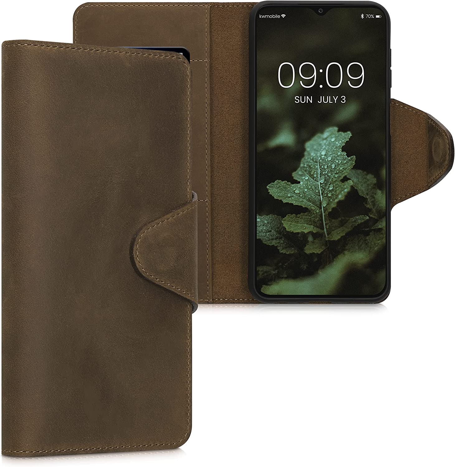 Kalibri Samsung Galaxy A23 5G Θήκη Πορτοφόλι Stand από Γνήσιο Δέρμα - Brown - 58321.05