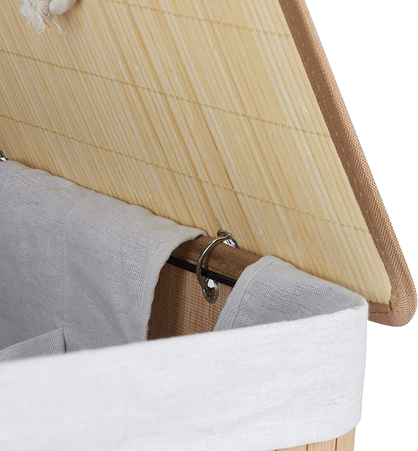 Relaxdays Καλάθι Απλύτων από Μπαμπού με 2 Διαμερίσματα και Καπάκι - Natural - 4052025942786