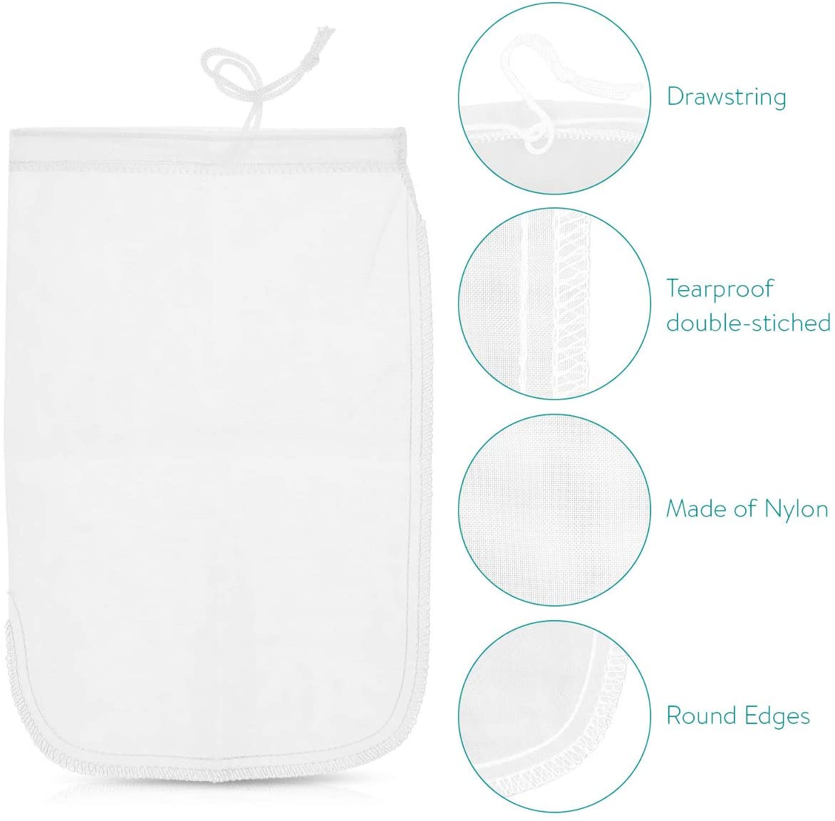 Navaris Organic Nut Milk Bag Σακούλα Γάλακτος - Small 20 x 30cm - White - 44348.01