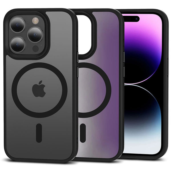 Tech - Protect iPhone 15 Pro Max MagMat Σκληρή Θήκη με Πλαίσιο Σιλικόνης και MagSafe - Matte Black / Ημιδιάφανη