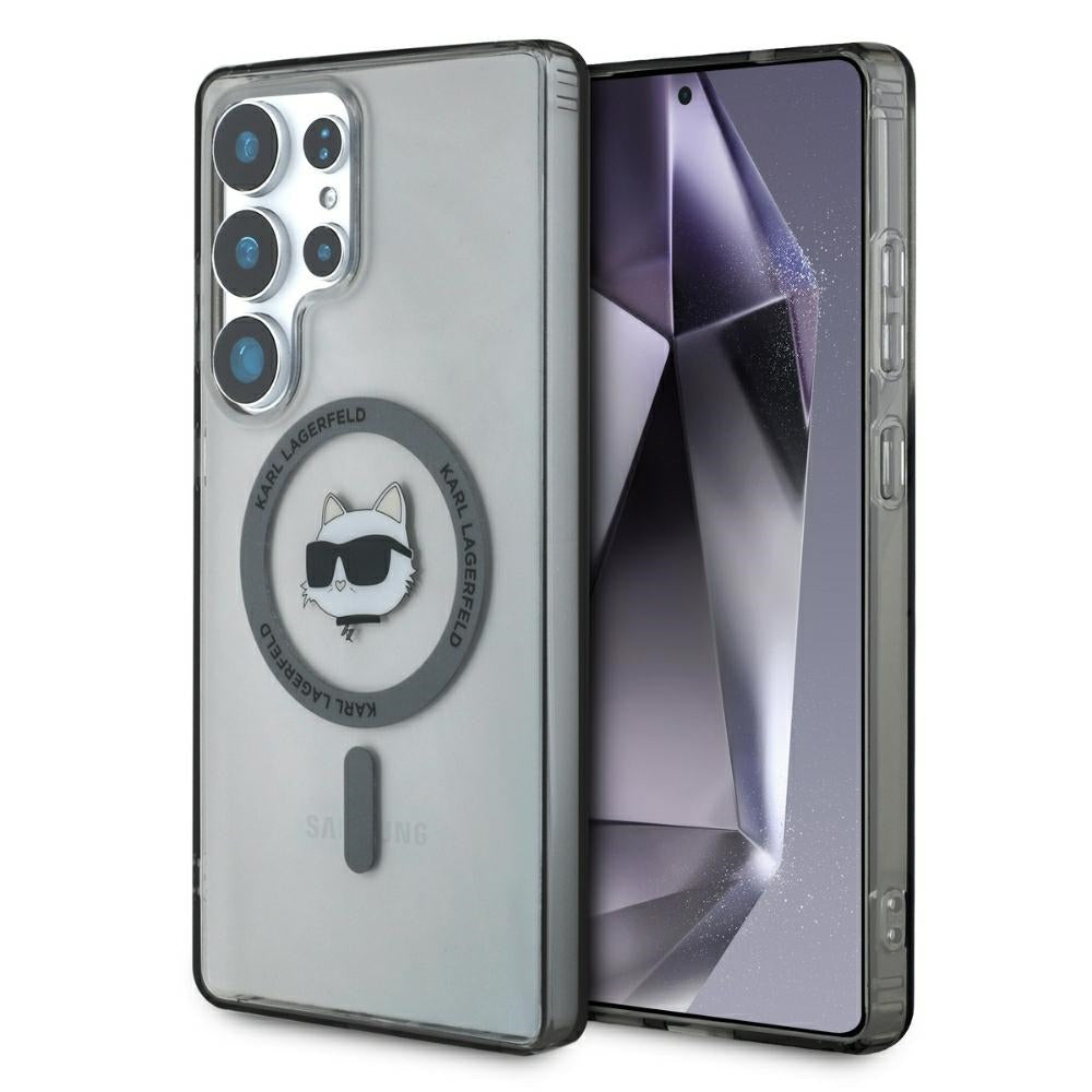 Karl Lagerfeld Samsung Galaxy S25 Ultra - Button Choupette Head Printed Logo - MagSafe Σκληρή Θήκη με Πλαίσιο Σιλικόνης - Black - KLHMS25LHLSCHK