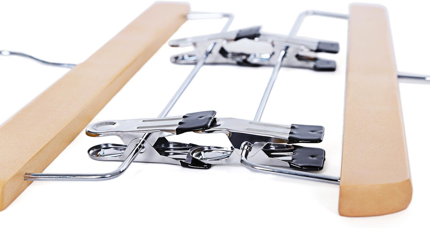 Songmics Σετ με 8 Ξύλινες Κρεμάστρες Παντελονιών - Natural - CRW008-8