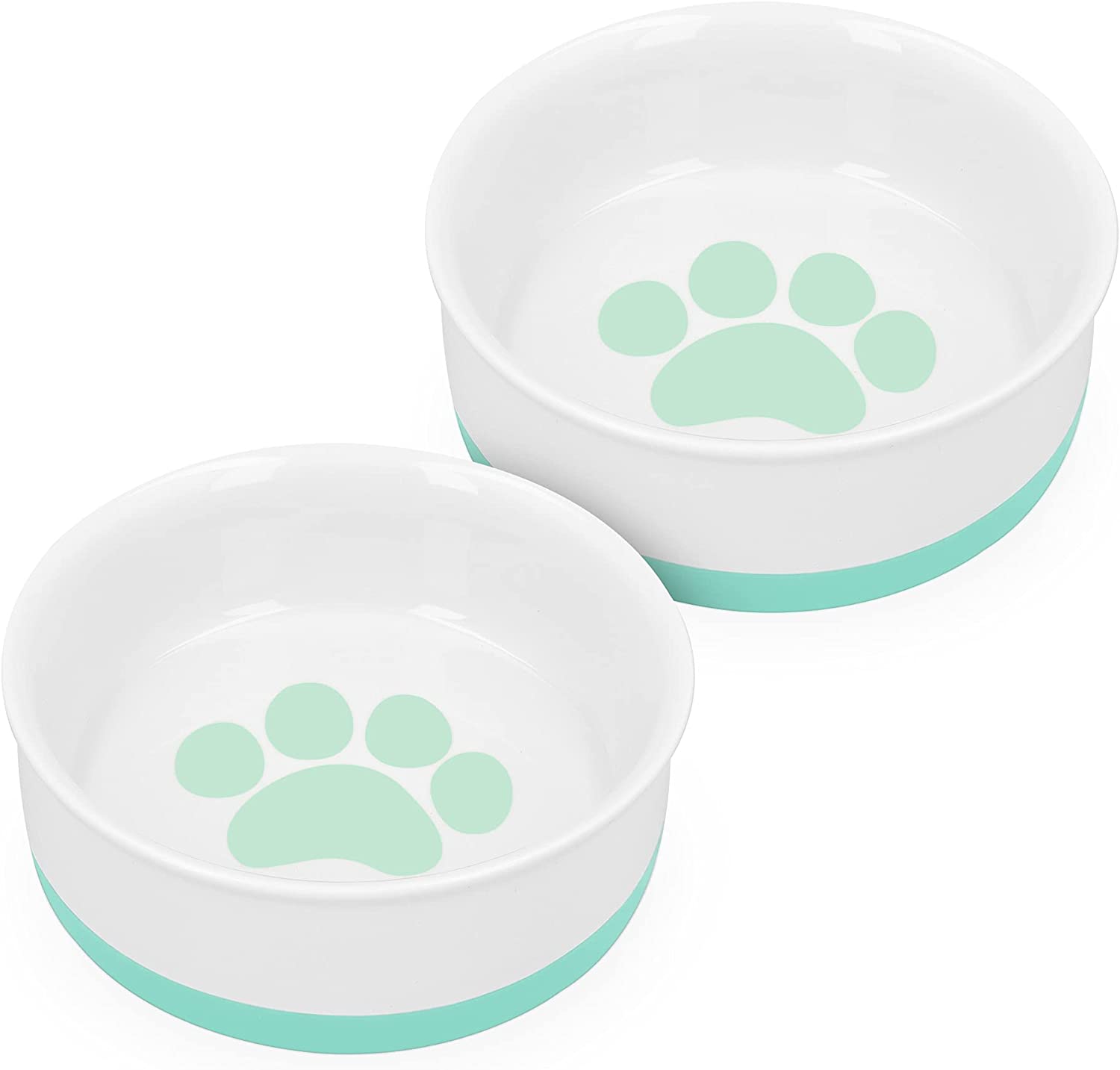 Navaris Σετ με 2 Μπολ Φαγητού και Νερού με Βάση από Σιλικόνη για Κατοικίδια - Light Green - 48520.02.07