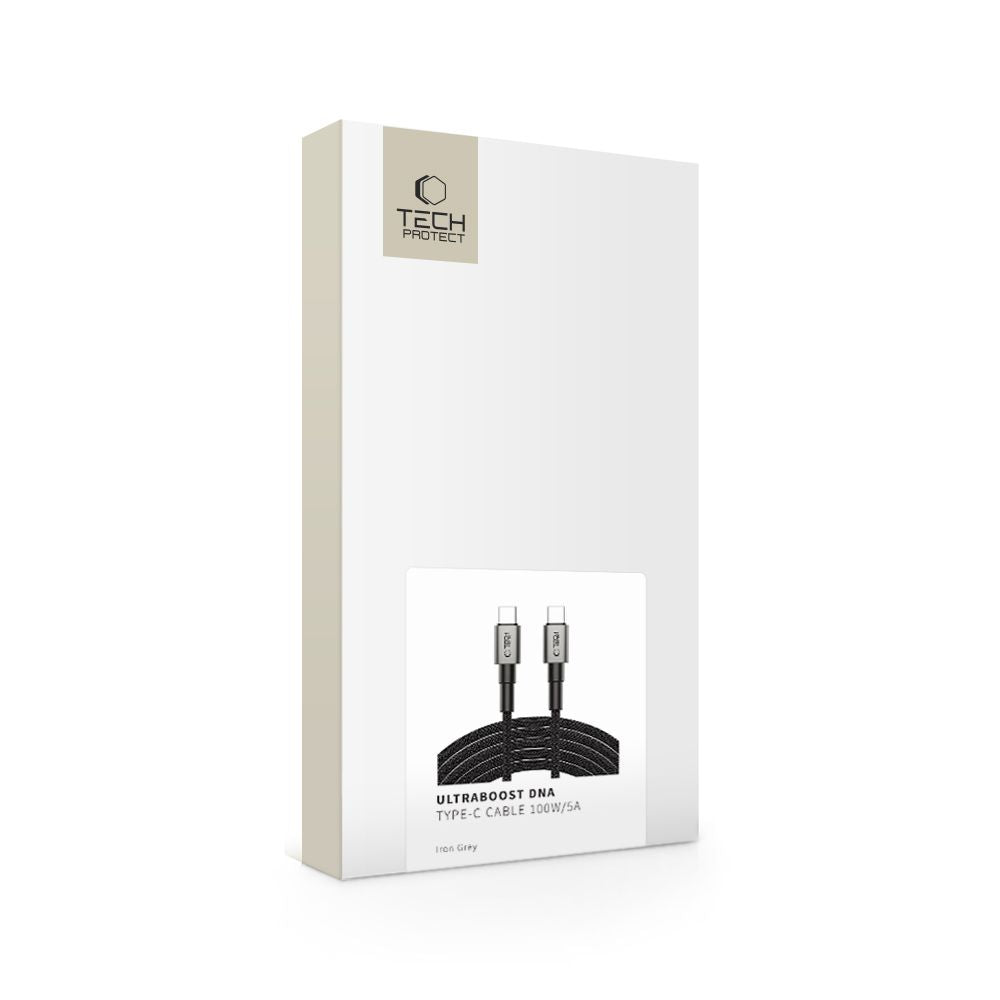 Tech-Protect UltraBoost DNA PD100W 5A - Καλώδιο Δεδομένων και Φόρτισης Type-C to Type-C - 3m - Iron Grey