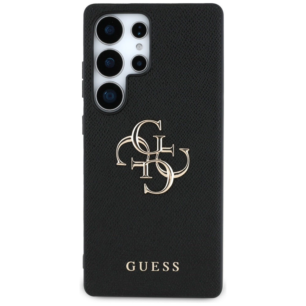 Guess Samsung Galaxy S25 Ultra - Grained Big 4G Logo Small Classic Logo - Σκληρή Θήκη με Επένδυση από Οικολογικό Δέρμα - Black - GUHCS25LPGT4MBK