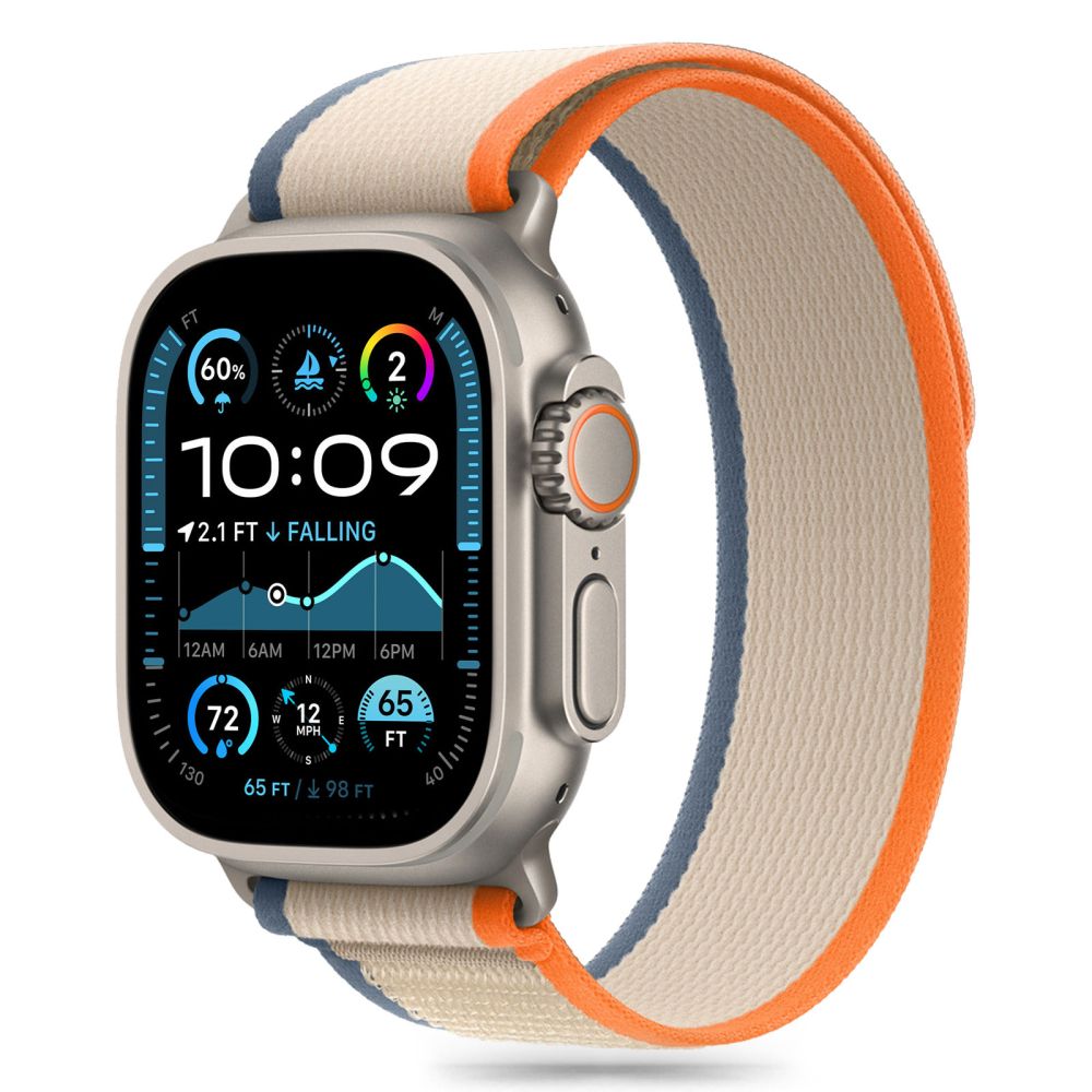 Tech-Protect Λουράκι Apple Watch 4/5/6/7/8/9/10/11 - SE (1/2/3) - ULTRA (1/2/3) - 44/45/46/49mm Nylon Stripe - Cream / Orange