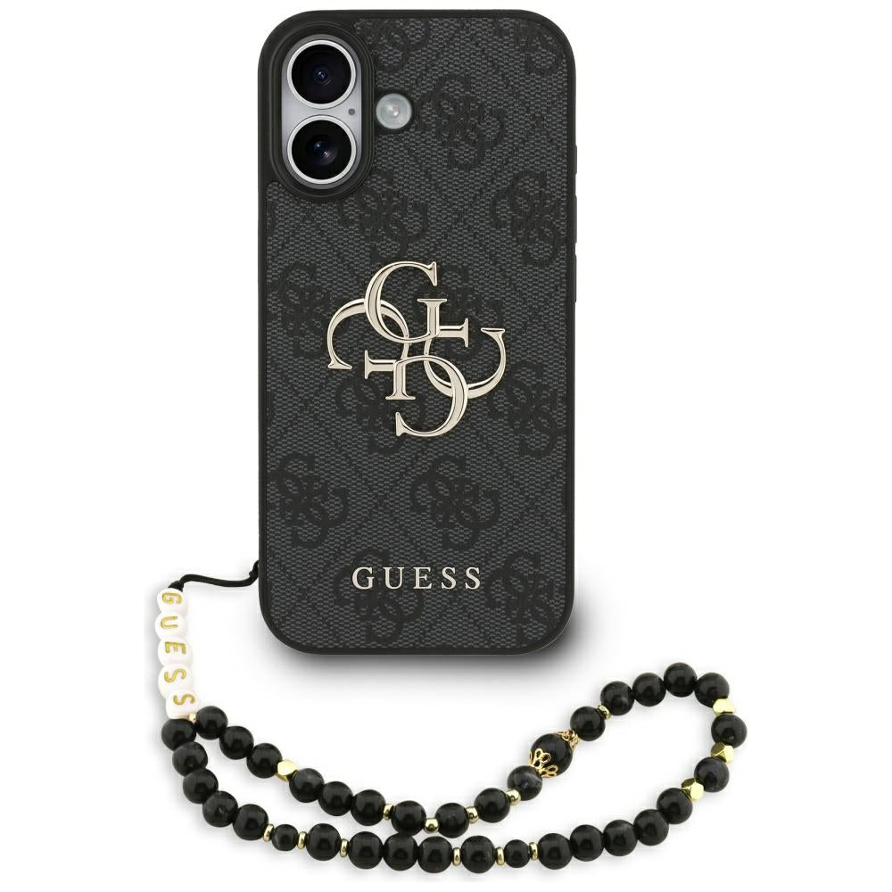 Guess iPhone 17 - 4G Strap 4G Classic Logo - Σκληρή Θήκη με Επένδυση Συνθετικού Δέρματος και Λουράκι - Black - GUHCP17SP4GMGSK
