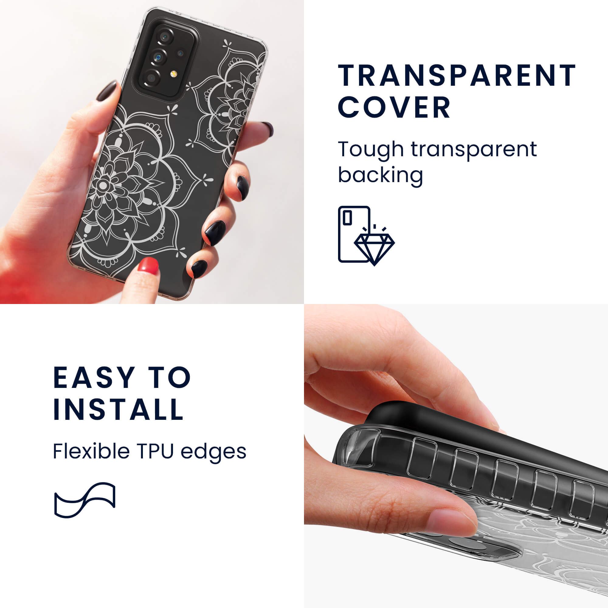 KW Samsung Galaxy A53 5G Σκληρή Θήκη με Πλαίσιο Σιλικόνης - Design Flower Twins - Διάφανη - Silver - 58368.03