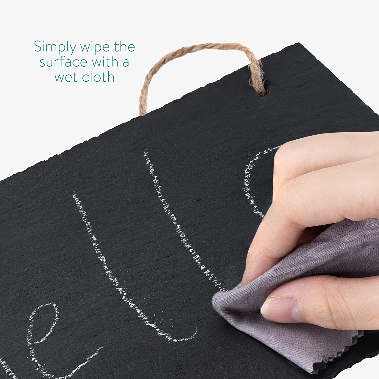 Navaris Σετ με 4 Κρεμαστούς Μαυροπίνακες από Σχιστόλιθο - 25 x 15cm - Black - 53849.01