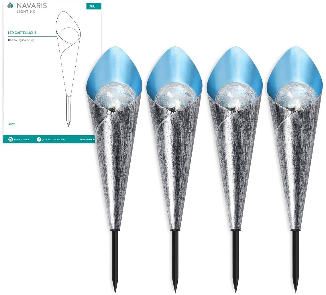 Navaris Solar Garden Torches Σετ με 4 Ηλιακά LED Φωτιστικά Εξωτερικού Χώρου - Cool White - 51102.02.04