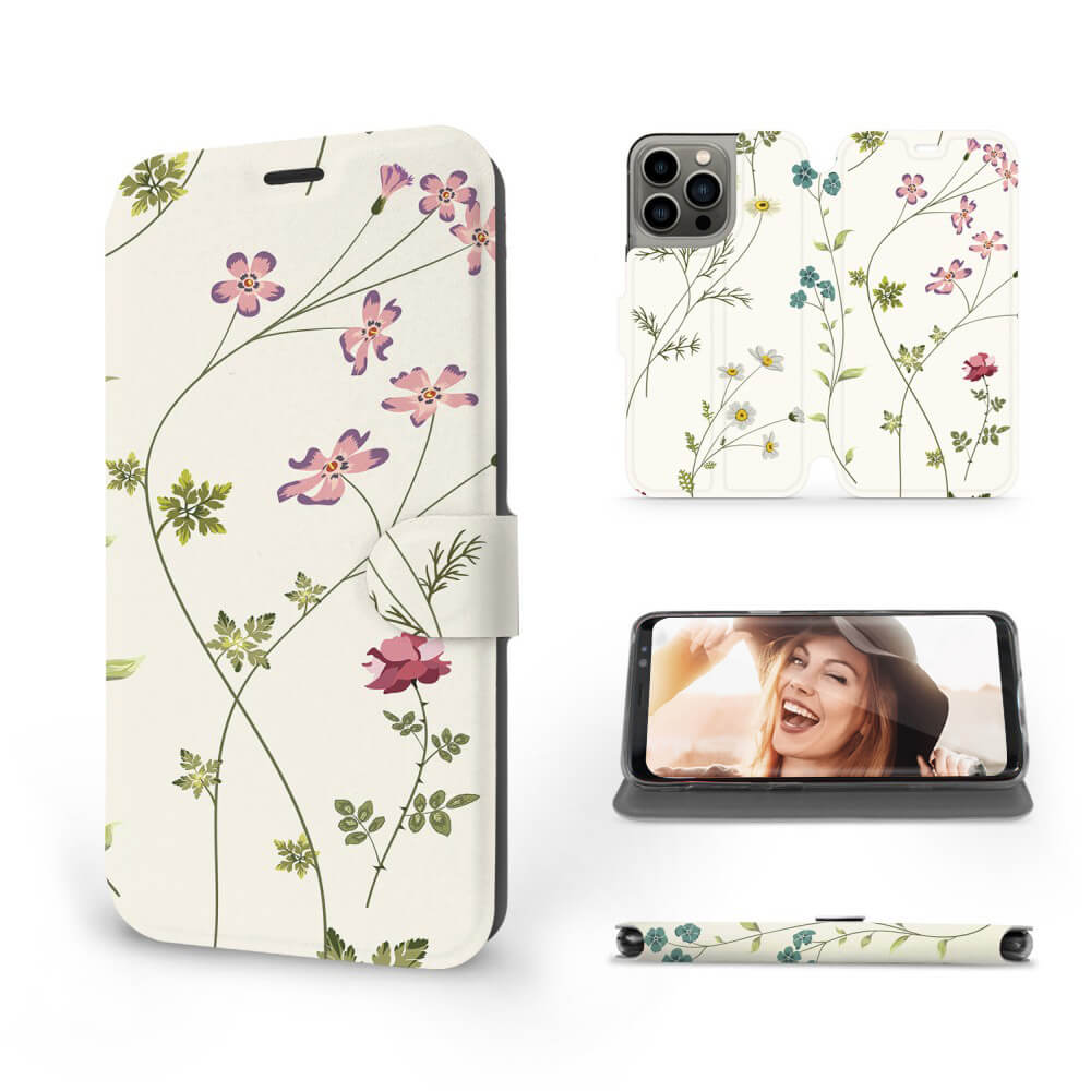 Mobiwear iPhone 13 Pro Θήκη Βιβλίο Slim Flip - Design Field Flowers - MD03S