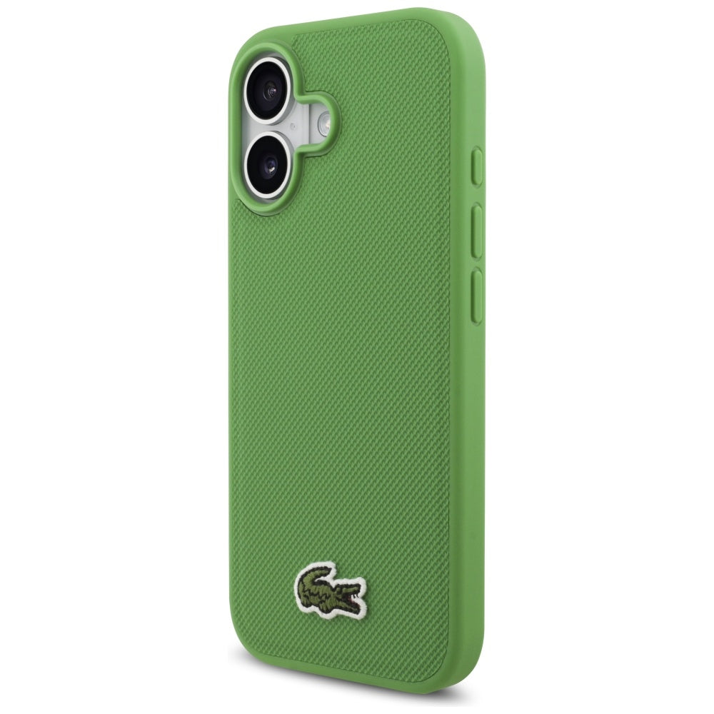 Lacoste iPhone 17 - Iconic Petit Pique Woven Logo MagSafe - Σκληρή Θήκη με Πλαίσιο Σιλικόνης - Green
