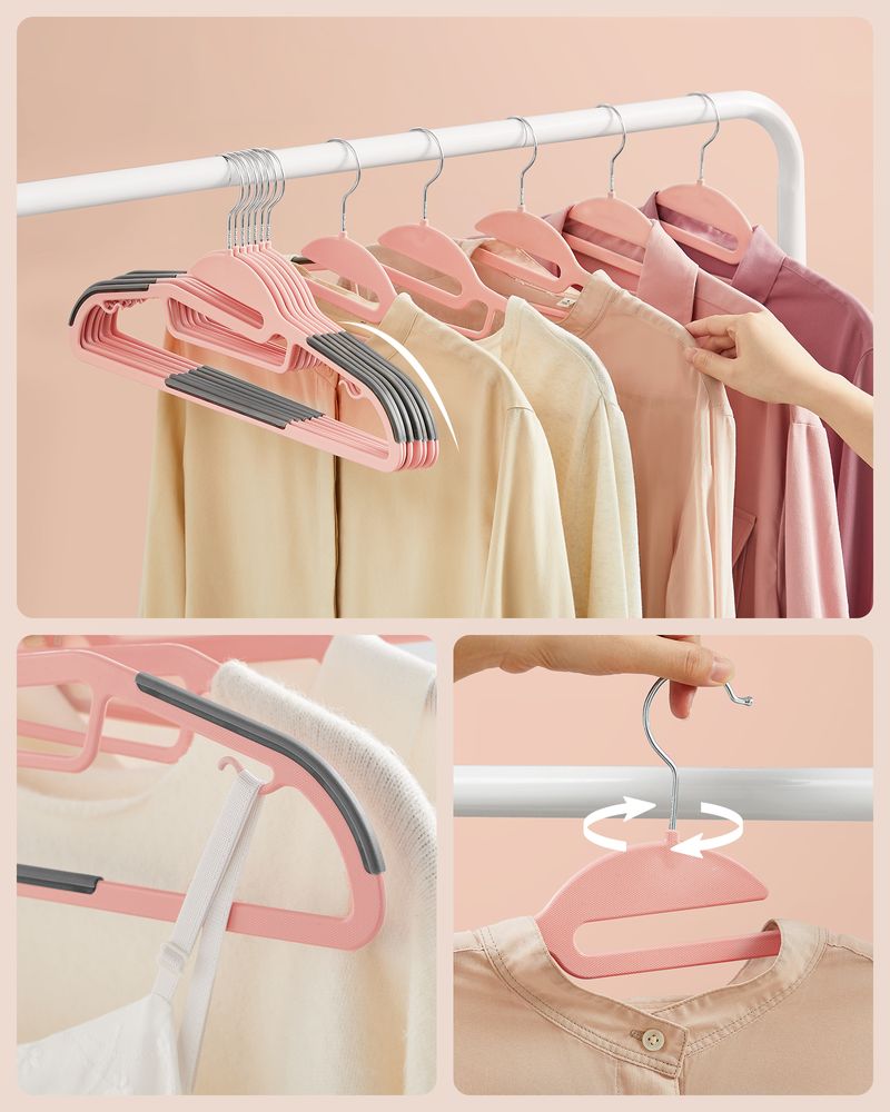 Songmics Σετ με 20 Πλαστικές Κρεμάστρες Ρούχων - Pink / Dark Grey - CRP041P01