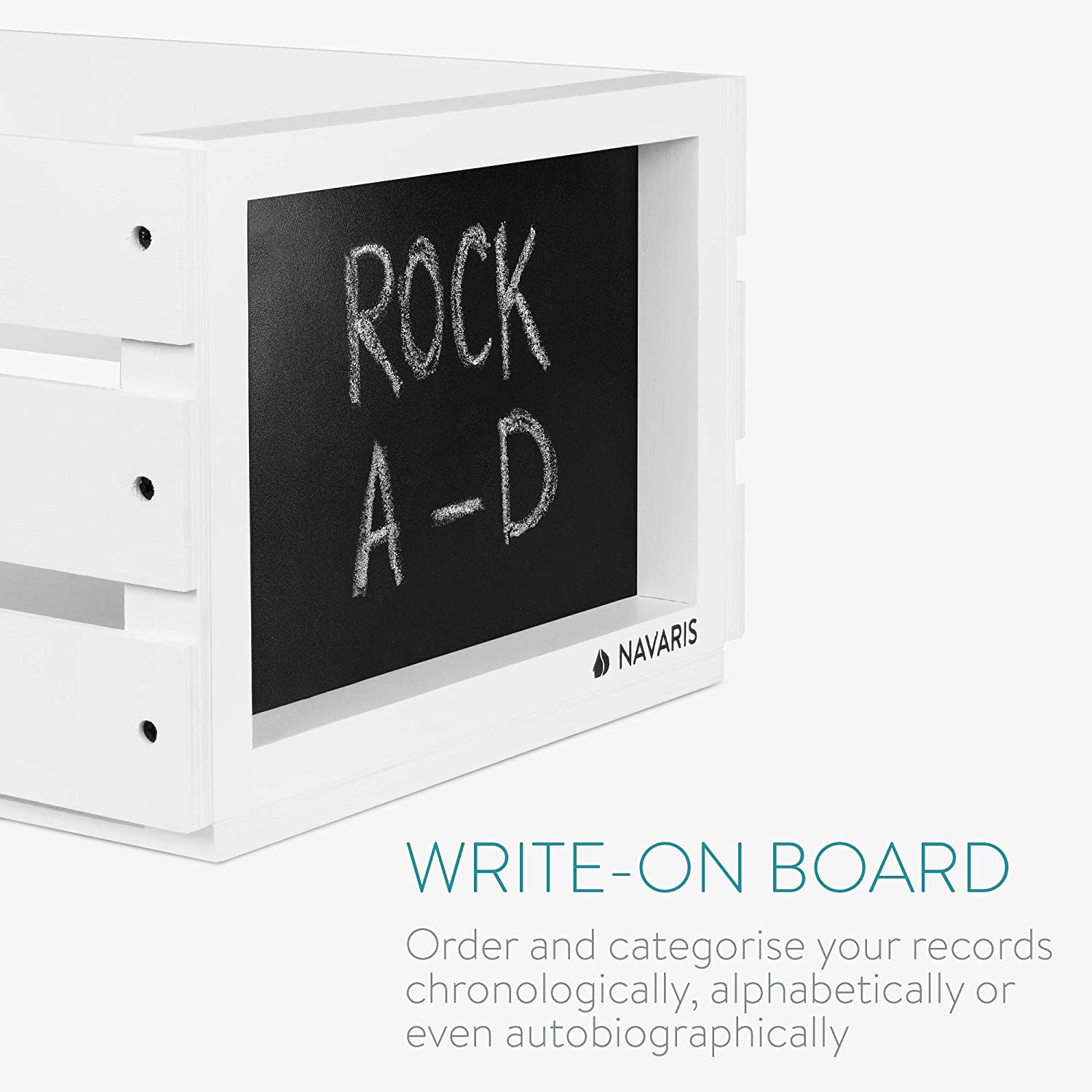 Navaris Ξύλινο Κουτί Αποθήκευσης με Πίνακα Κιμωλίας - White - 53026.01.02