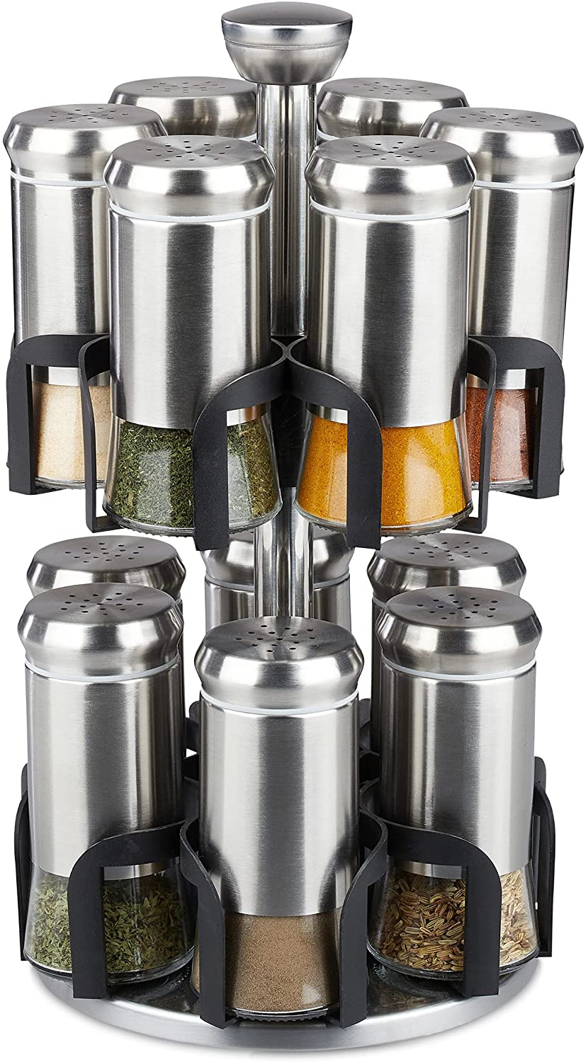 Relaxdays Καρουζέλ Μπαχαρικών με 12 Δοχεία - Silver / Black - 4052025367169