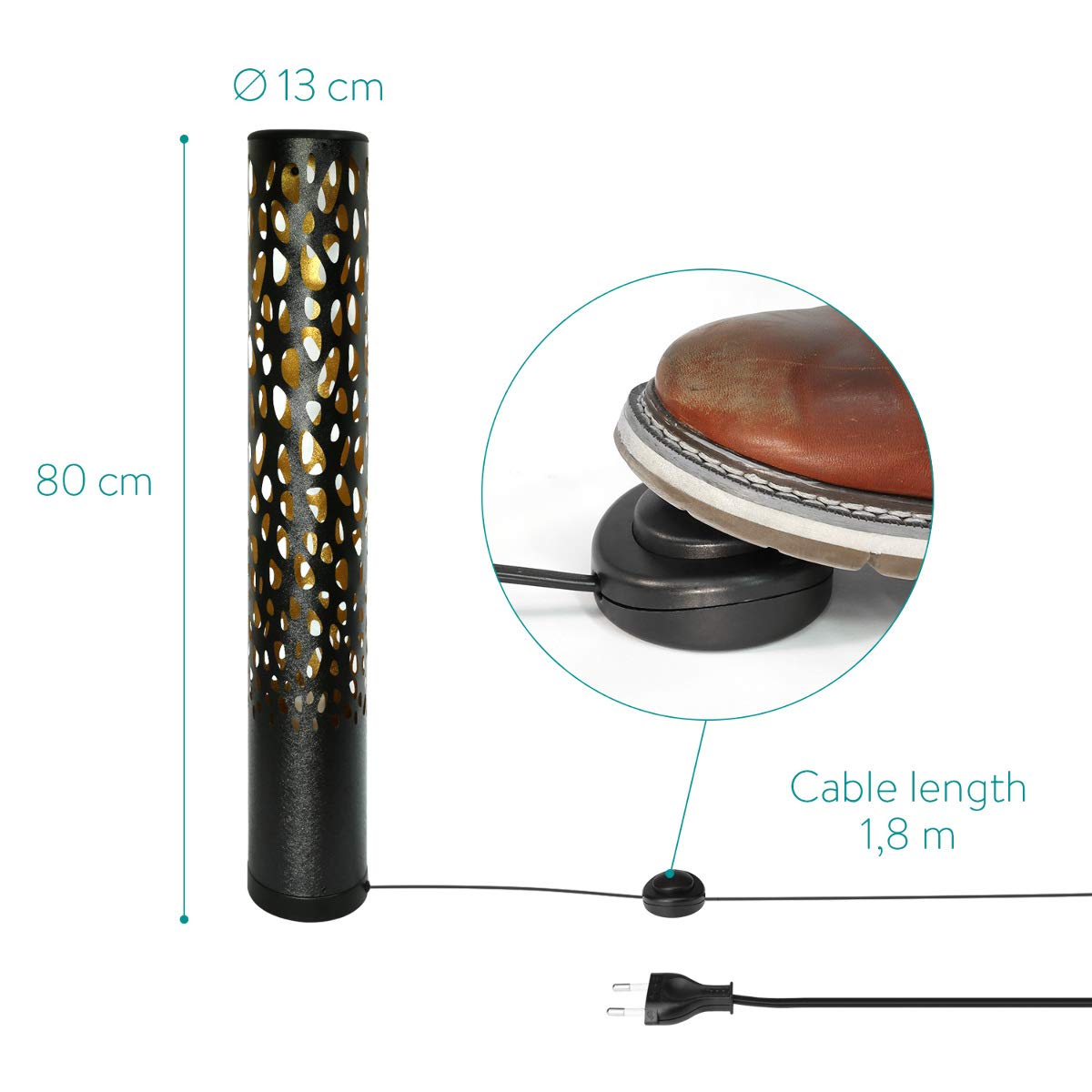 Navaris LED Floor Lamp Φωτιστικό Δαπέδου με Φωτισμό LED - Black - 49034.01