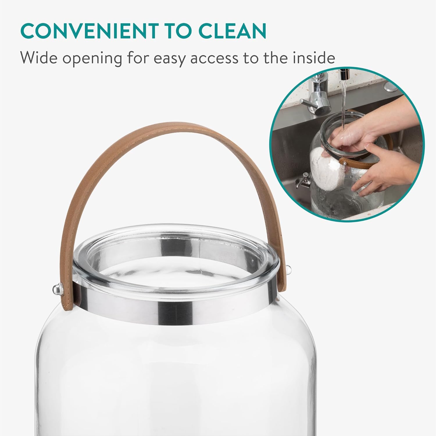 Navaris Γυάλινος Διανεμητής Ποτού με Ξύλινη Βάση και Λαβή - 5.6L - Dark Brown