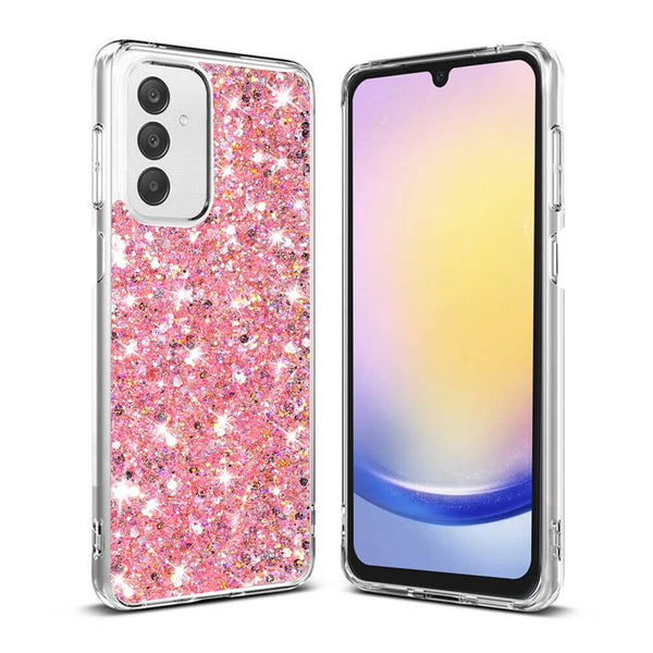 Techsuit Samsung Galaxy A25 5G - Sparkly Glitter - Σκληρή Θήκη με Πλαίσιο Σιλικόνης - Pink - likebrands.gr