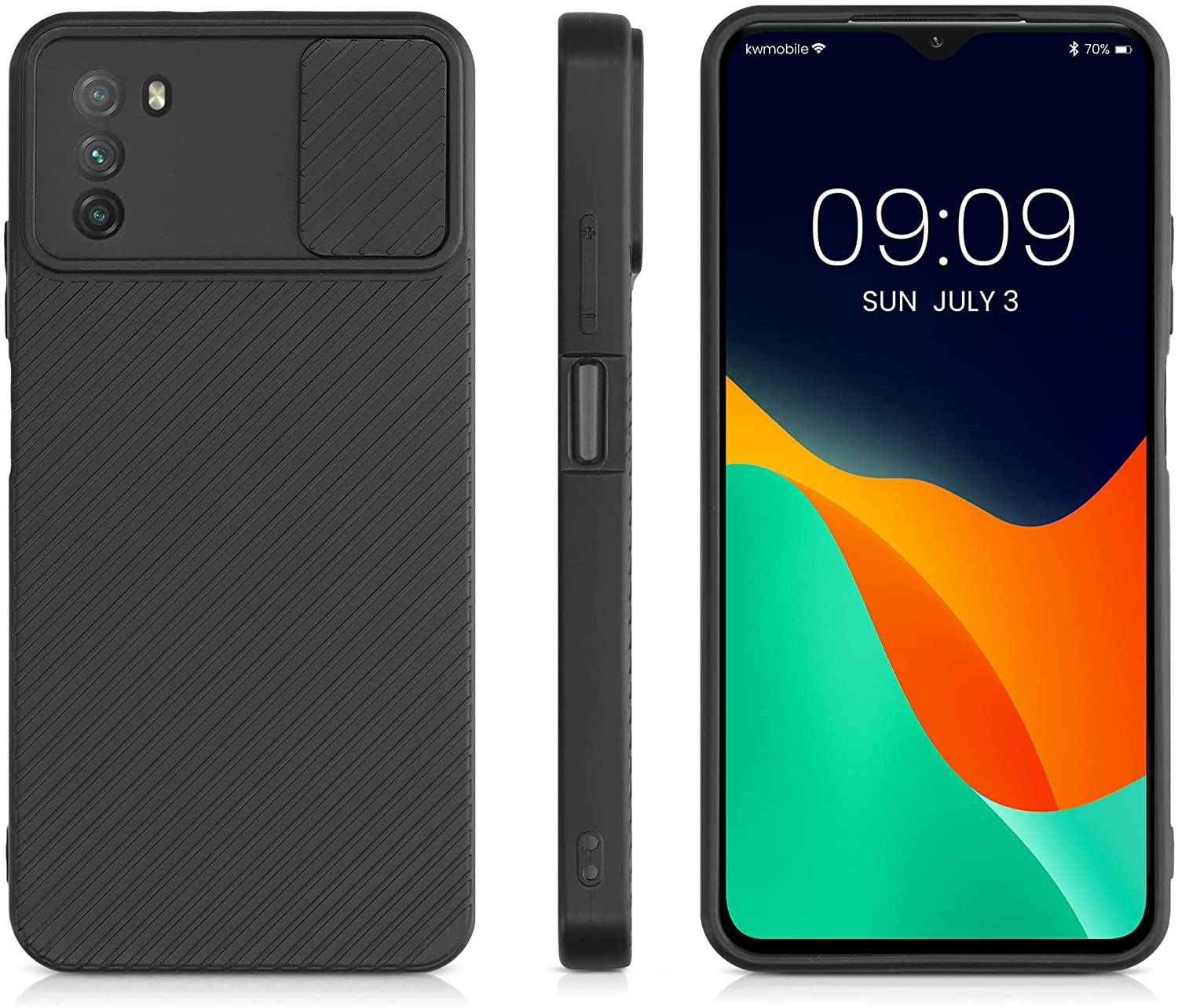 KW Xiaomi Poco M3 Θήκη Σιλικόνης με Κάλυμμα για την Κάμερα - Black - 56366.01