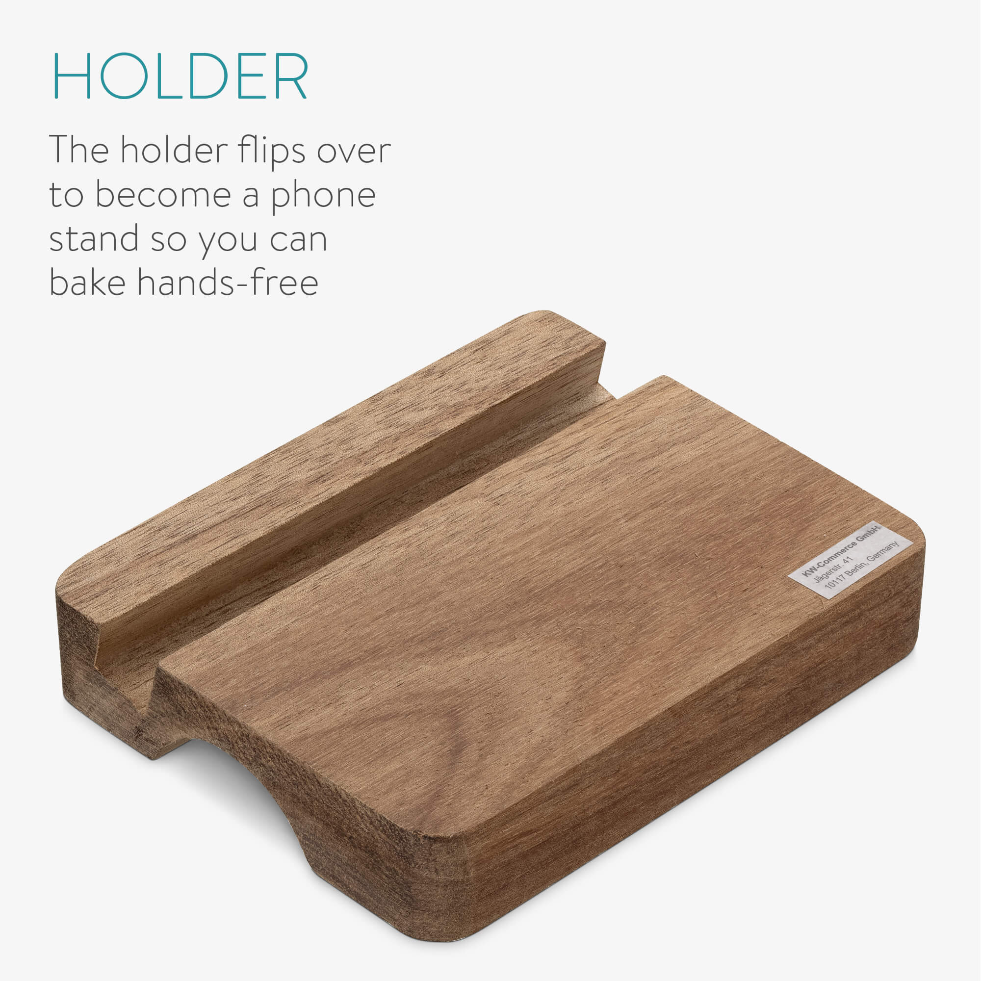 Navaris Πλάστης από Μάρμαρο με Ξύλινες Λαβές και Stand - White / Brown - 55002.01.02