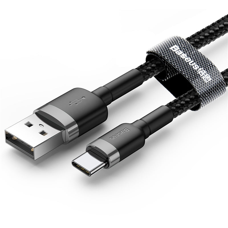 Baseus Cafule Cable Type-C 3A - Καλώδιο Γρήγορης Φόρτισης Type-C 1M - Black / Grey - CATKLF-BG1