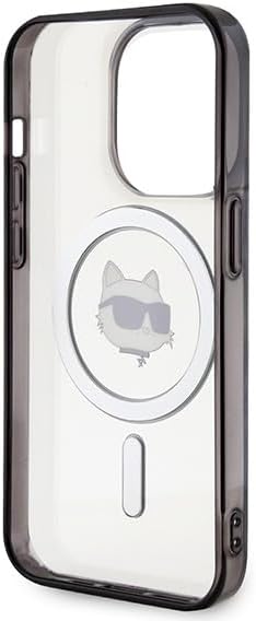 Karl Lagerfeld iPhone 15 Pro Max - IML Choupette's Head Magsafe Σκληρή Θήκη με Πλαίσιο Σιλικόνης και MagSafe - Διάφανη / Black - KLHMP15XHCHNOTK