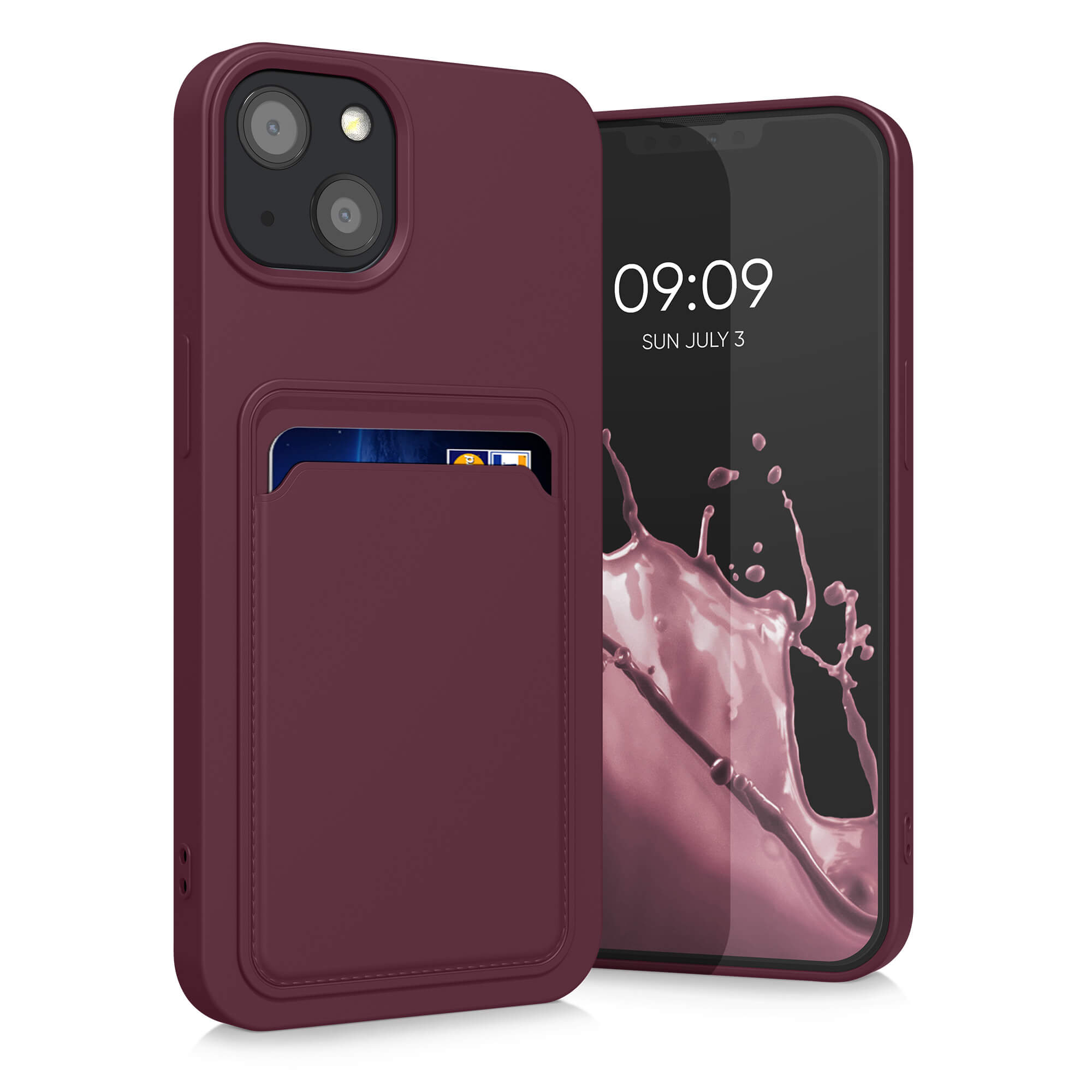 KW iPhone 13 Θήκη Σιλικόνης TPU με Υποδοχή για Κάρτα - Tawny Red - 55955.190