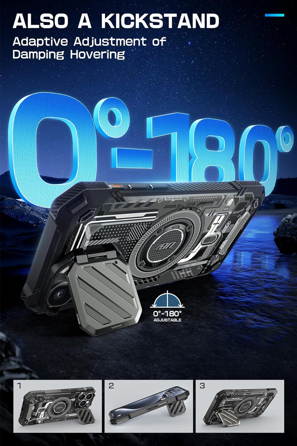 Supcase iPhone 15 Pro Max - Unicorn Beetle XT MagSafe - Σκληρή Θήκη με Προστασία Κάμερας / Stand - Black Circuit