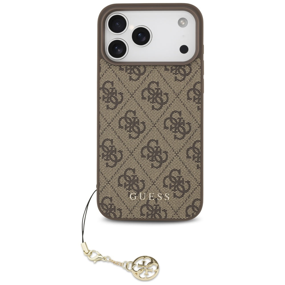 Guess iPhone 17 Pro Max - 4G Charms Collection MagSafe - Θήκη με Επένδυση Συνθετικού Δέρματος - Brown - GUHMP17XGF4GCW