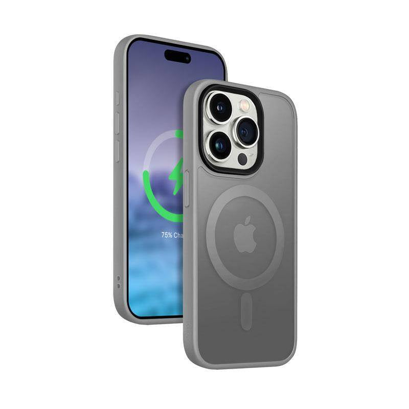 Crong iPhone 15 Pro Hybrid Frost Mag - Σκληρή Θήκη με Πλαίσιο Σιλικόνης και MagSafe - Grey