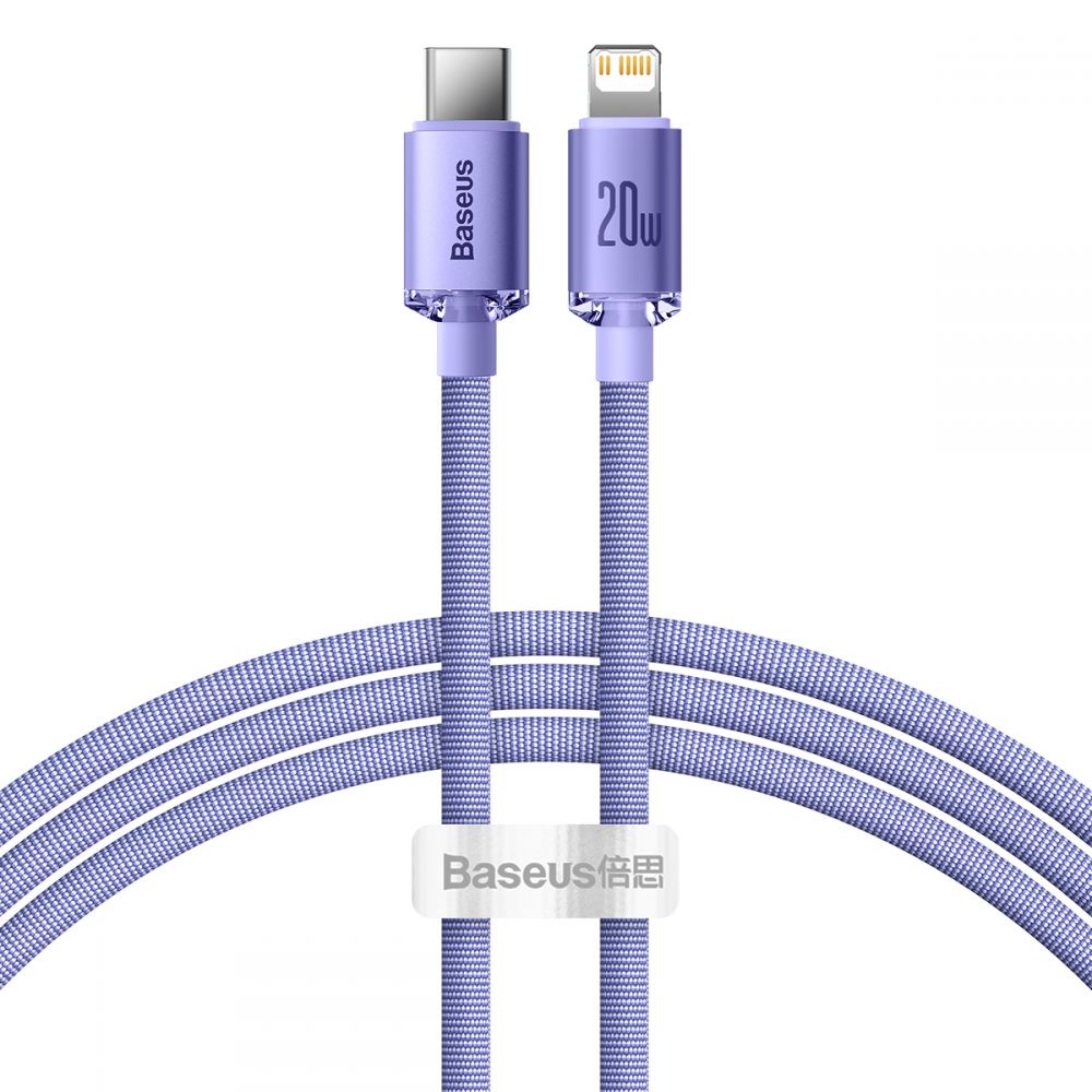 Baseus Crystal Shine Cable Type-C to Lightning PD 20W - Καλώδιο Δεδομένων και Γρήγορης Φόρτισης Type-C to Lightning 1.2M - Purple - CAJY000205