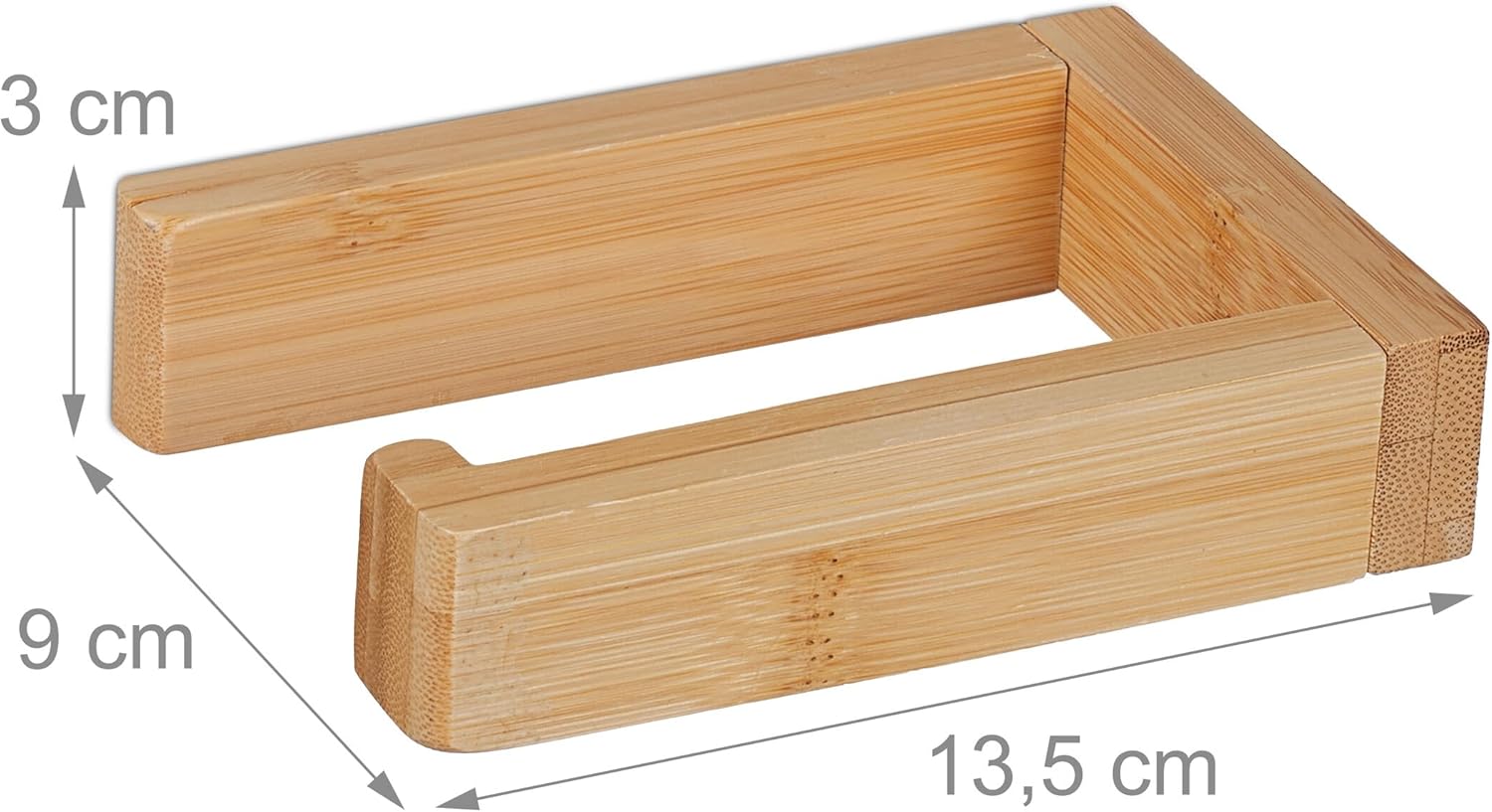 Relaxdays Επιτοίχια Αυτοκόλλητη Βάση Ρολού Τουαλέτας από Μπαμπού - Natural - 4052025485306