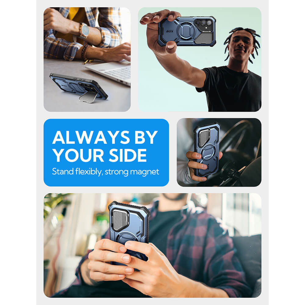 Supcase Samsung Galaxy S25 Plus Armorbox Magsafe Σκληρή Θήκη με Προστασία Οθόνης και Κάλυμμα Κάμερας / Stand - Metallic Blue