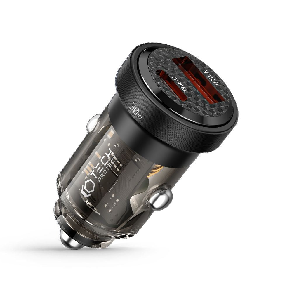 Tech-Protect CC30W PD30W QC3.0 Φορτιστής Αυτοκινήτου Γρήγορης Φόρτισης με 1 Θύρα Type-C και 1 Θύρα USB - Black