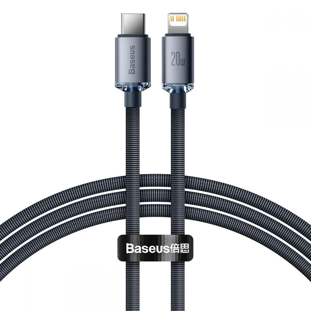 Baseus Crystal Shine Cable Type-C to Lightning PD 20W - Καλώδιο Δεδομένων και Γρήγορης Φόρτισης Type-C to Lightning 1.2M - Black - CAJY000201