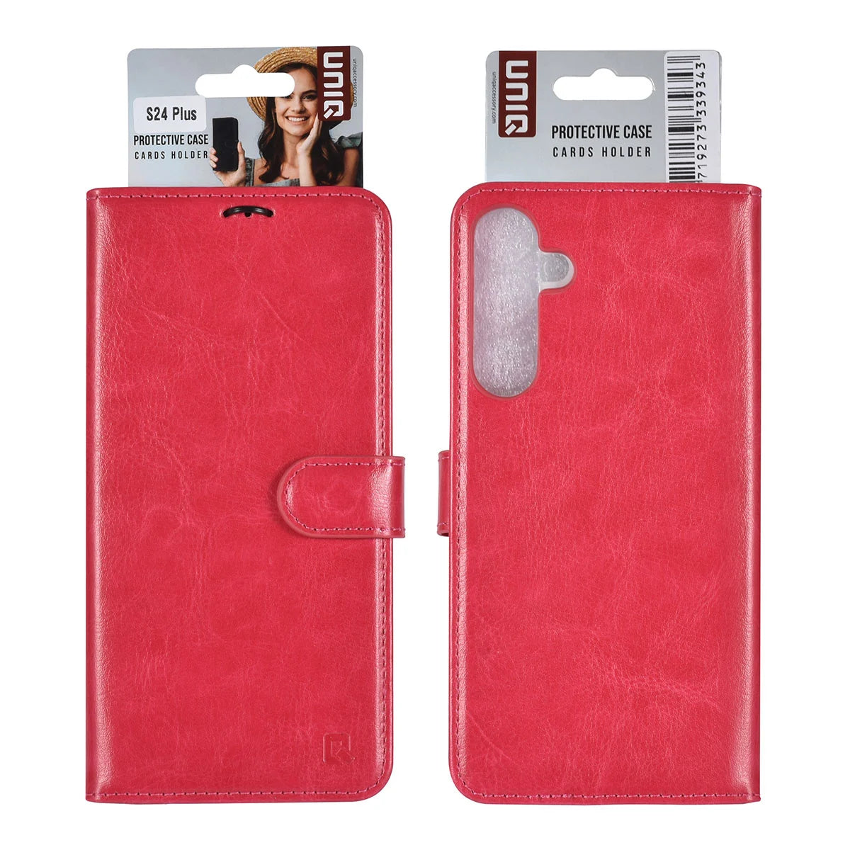 Tuniq Samsung Galaxy S24 Plus - Θήκη Πορτοφόλι Stand από Δερματίνη - Hot Pink