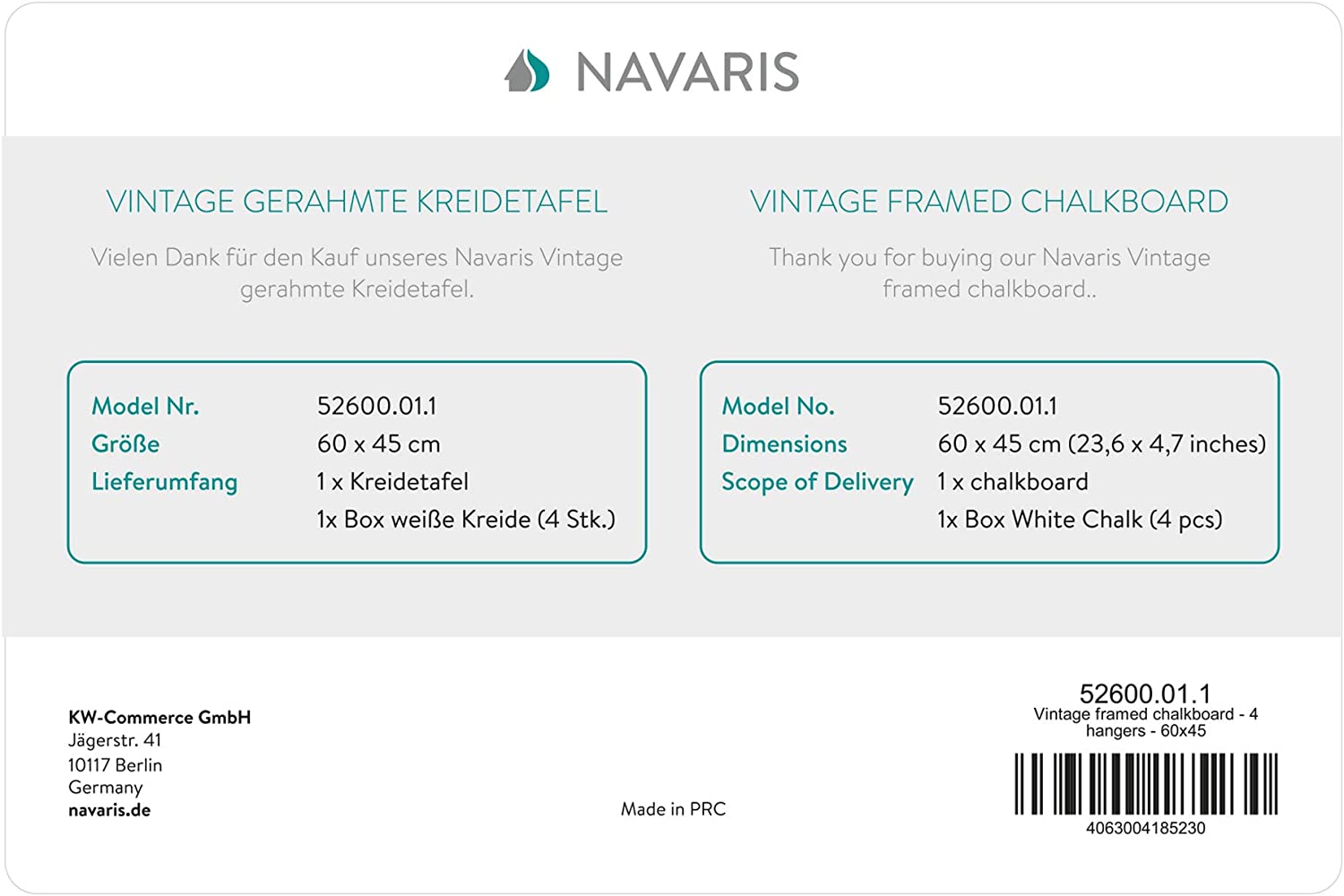 Navaris Μαυροπίνακας με Ξύλινο Ράφι και 4 Άγκιστρα - Brown - 52600.01.1