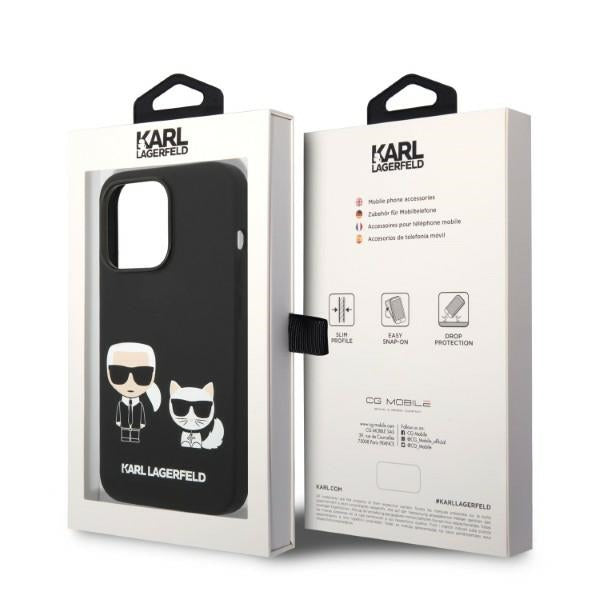 Karl Lagerfeld iPhone 14 Pro Liquid Silicone Karl and Choupette Θήκη Σιλικόνης με MagSafe - Black - KLHMP14LSSKCK