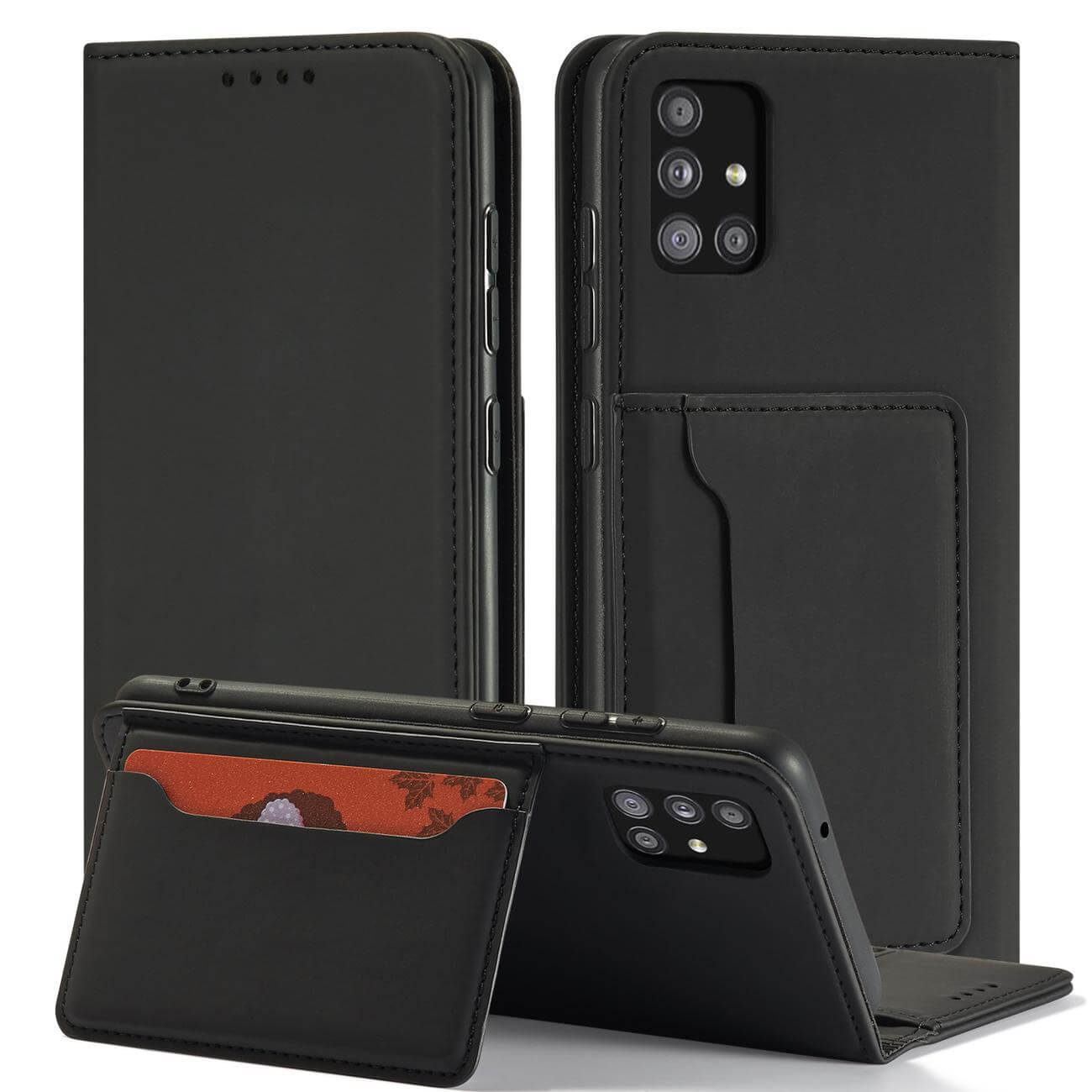 OEM Xiaomi Redmi Note 11 Pro / Note 11 Pro 5G Magnet Card Wallet Case Θήκη Πορτοφόλι Stand - Black