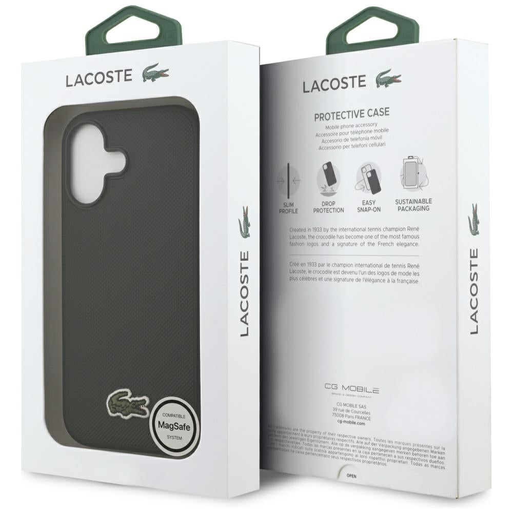 Lacoste iPhone 17 - Iconic Petit Pique Woven Logo MagSafe - Σκληρή Θήκη με Πλαίσιο Σιλικόνης - Sinople